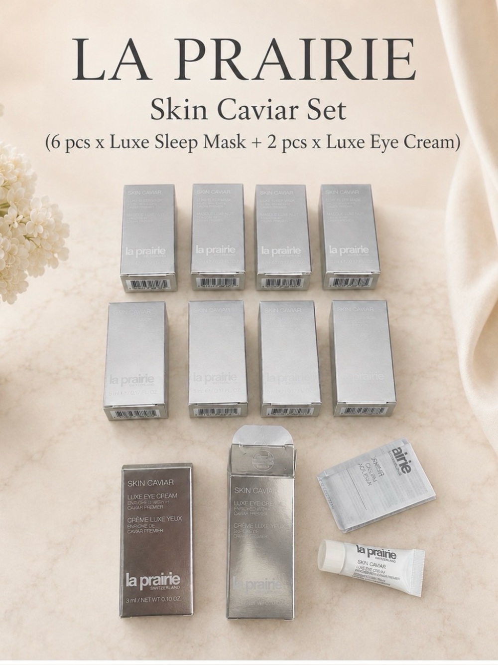 9 pcs Set New Authentic LA PRARIE Skin Caviar Luxe Cream samples
